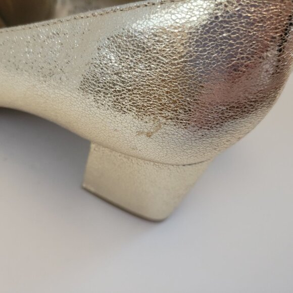 Bandolino Womens Gold Block Heel Loafers Size 10M With Metallic Finish & Logo Ac - Picture 8 of 9